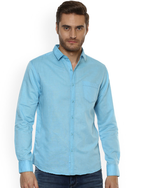 

Mufti Men Blue Slim Fit Solid Casual Shirt