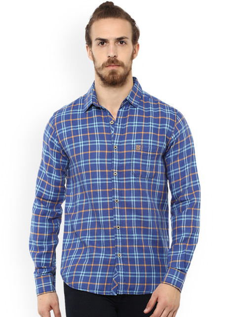 

Mufti Men Blue Slim Fit Checked Casual Shirt