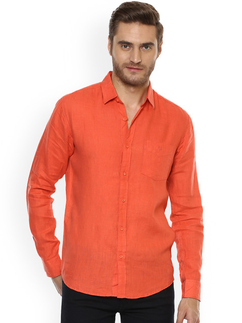 

Mufti Men Orange Slim Fit Solid Linen Casual Shirt