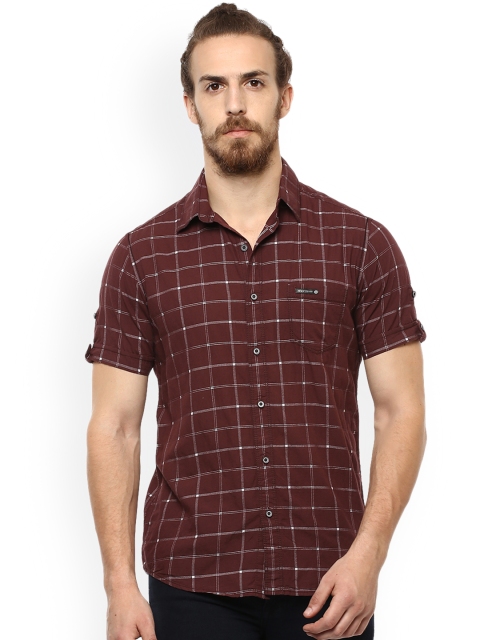 

Mufti Men Brown & Off-White Slim Fit Checked Casual Shirt