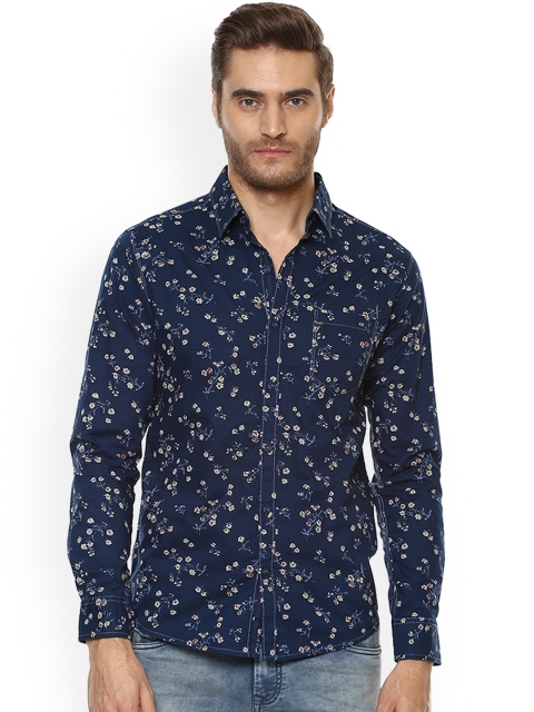 

Mufti Men Navy Blue & Beige Slim Fit Printed Casual Shirt