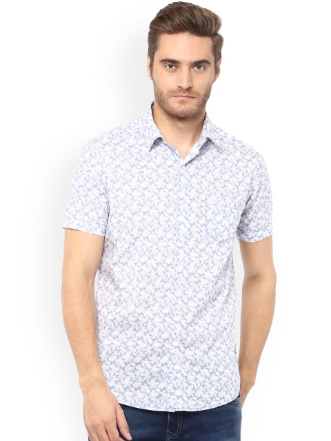 

Mufti Men White & Blue Slim Fit Printed Casual Shirt