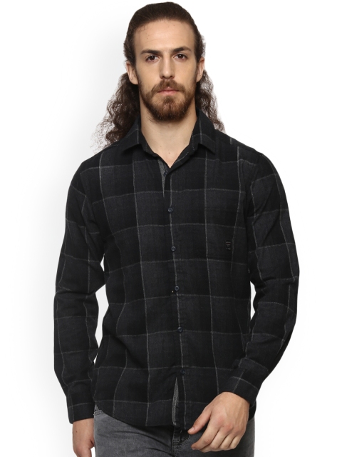 

Mufti Men Black & Charcoal Slim Fit Checked Casual Shirt