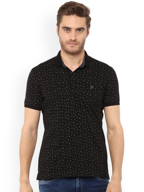 

Mufti Men Black Printed Polo Collar T-shirt