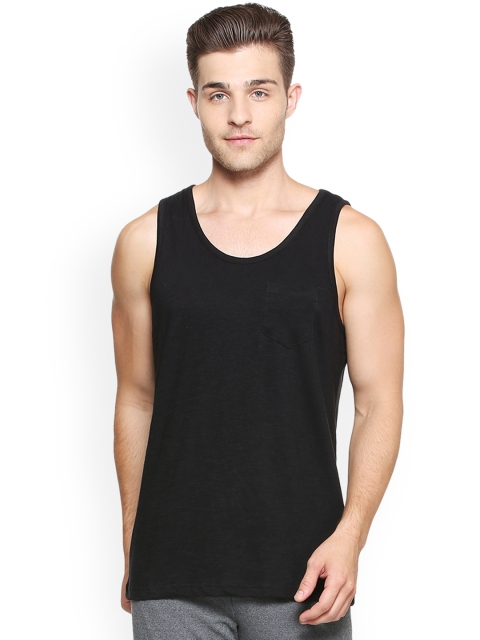 

People Men Black Self Design Round Neck T-shirt