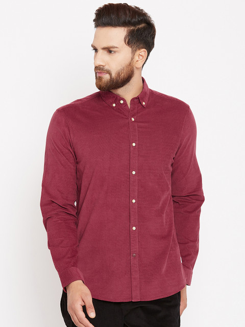 

Blackberrys Men Maroon Slim Fit Solid Corduroy Casual Shirt