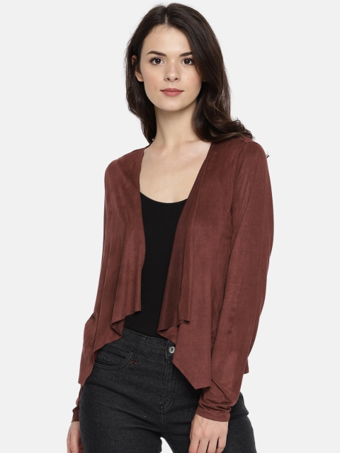 

ELLE Rust Solid Open Front Shrug