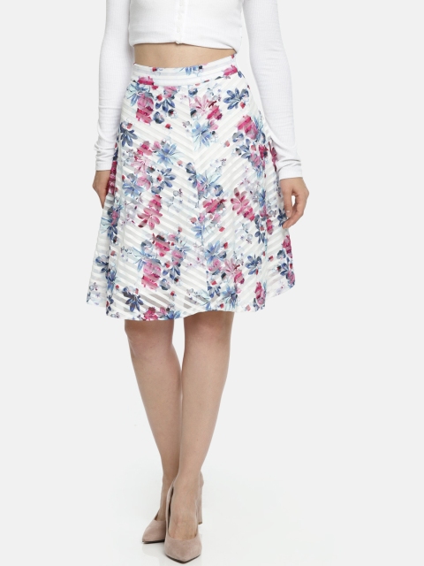 

ELLE Women White Floral Print Flared Skirt