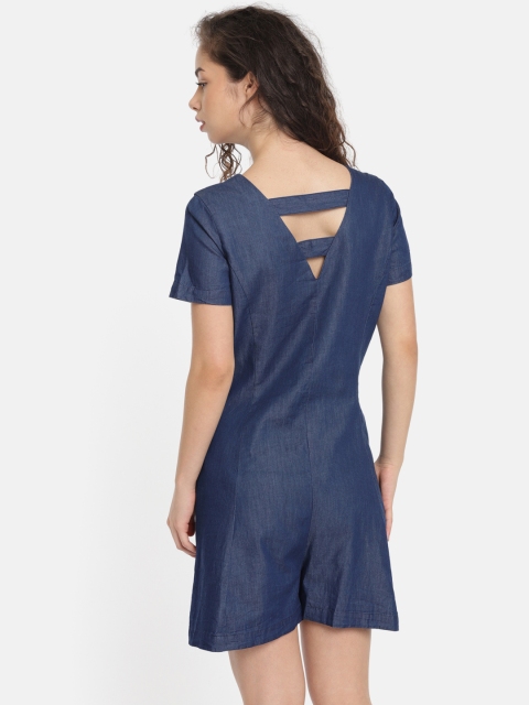 

ELLE Blue Solid Denim Playsuit