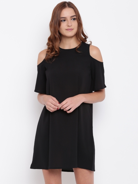 

ELLE Women Black Solid A-Line Dress