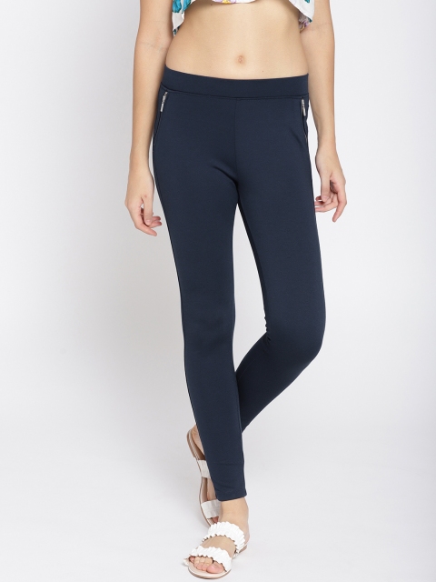 

ELLE Women Navy Blue Solid Treggings