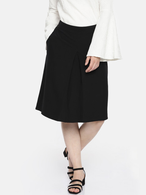 

ELLE Women Black Solid A-Line Skirt