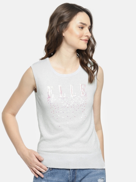 

ELLE Women Off-White Embellished Top