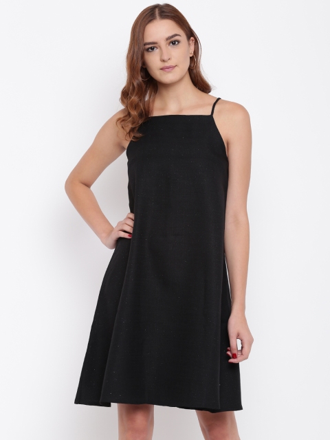

ELLE Women Black Solid A-Line Dress