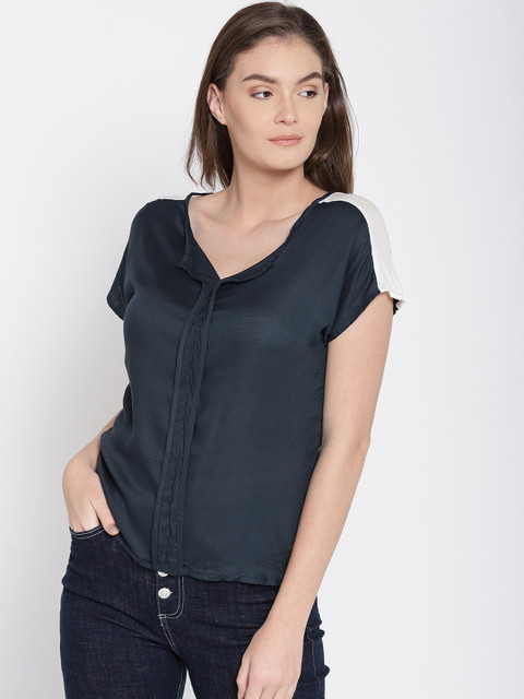 

ELLE Women Navy Blue Solid Top