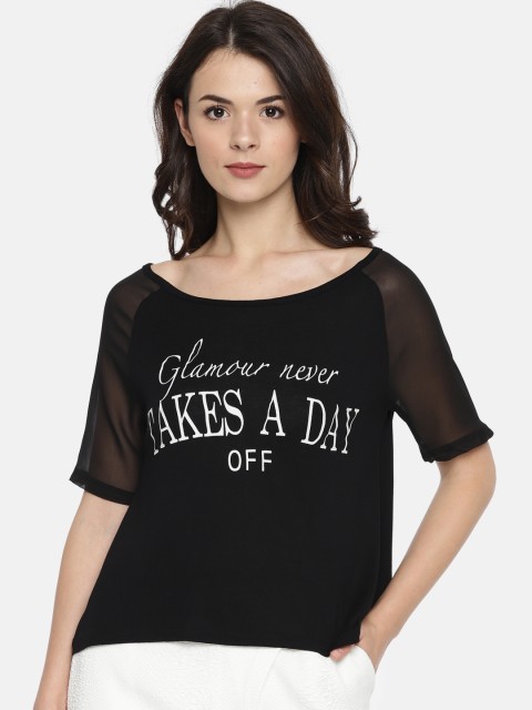 

ELLE Women Black Printed Top
