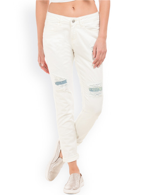 

Elle Women White Regular Fit Mid-Rise Highly Distressed Stretchable Jeans