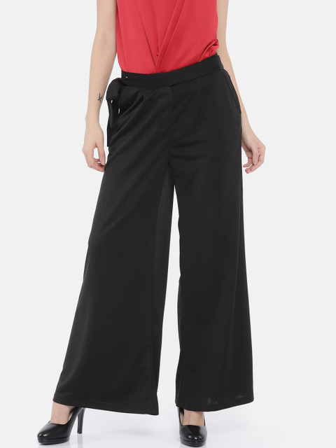 

ELLE Women Black Regular Fit Solid Parallel Trousers