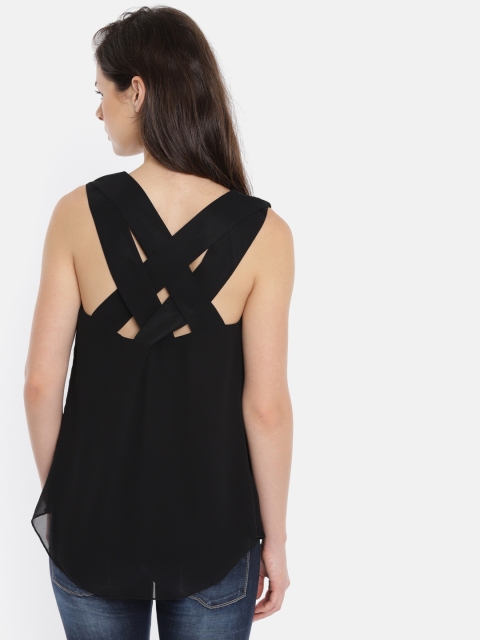 

Elle Women Black Solid Styled Back Top