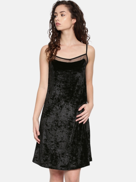 

ELLE Women Black Solid A=Line Dress