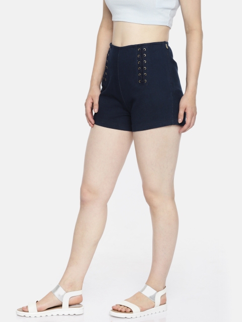 

ELLE Women Blue Solid Regular Fit Denim Shorts