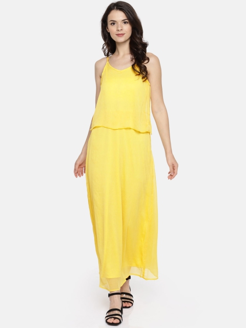 

ELLE Women Yellow Solid Maxi Dress