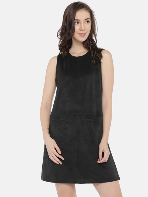 

ELLE Women Black Solid A-Line Dress