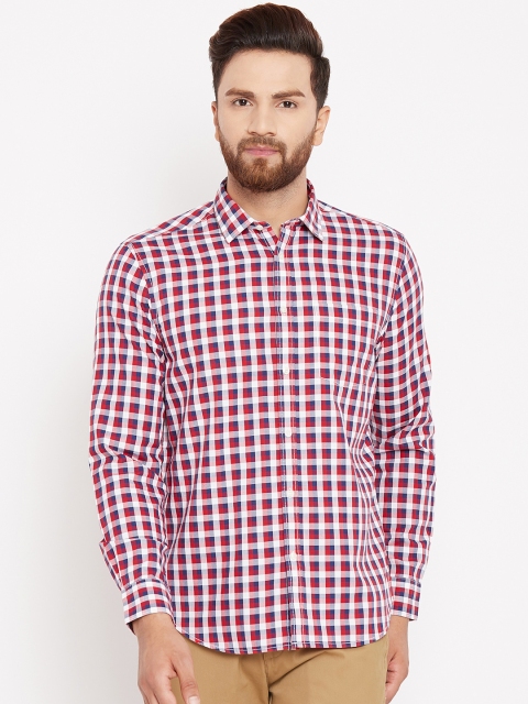 

Blackberrys Men White & Red Slim Fit Checked Casual Shirt