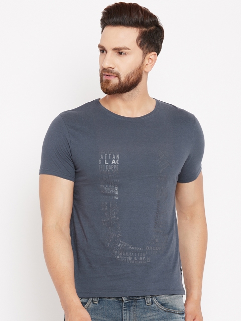 

Blackberrys Men Blue Printed Round Neck T-shirt