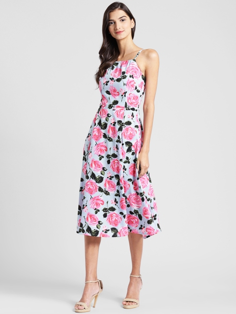 

plusS Women Multicoloured Printed Fit and Flare Dress, Multi