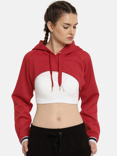 

Puma Red Crop Ambition Cover Up Sweatshirt