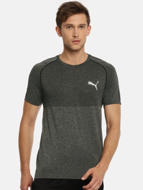 

Puma Men Charcoal Grey evoKNIT Basic DRY CELL Slim Fit Solid Round Neck T-shirt