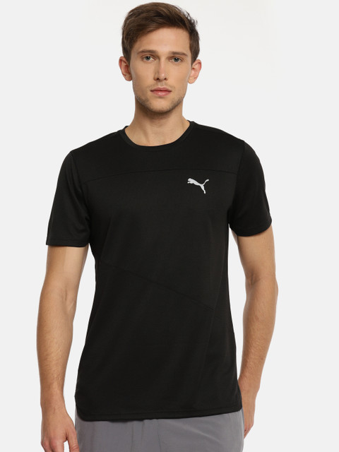 

Puma Men Black Run S/S Mono DRY CELL Solid Round Neck T-shirt