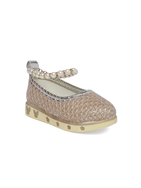 

Kittens Girls Gold-Toned Solid Synthetic Ballerinas with Anklets & LED Lighting