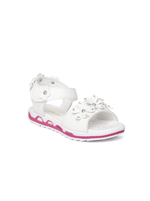 

Kittens Girls White Applique Open Toe Flats