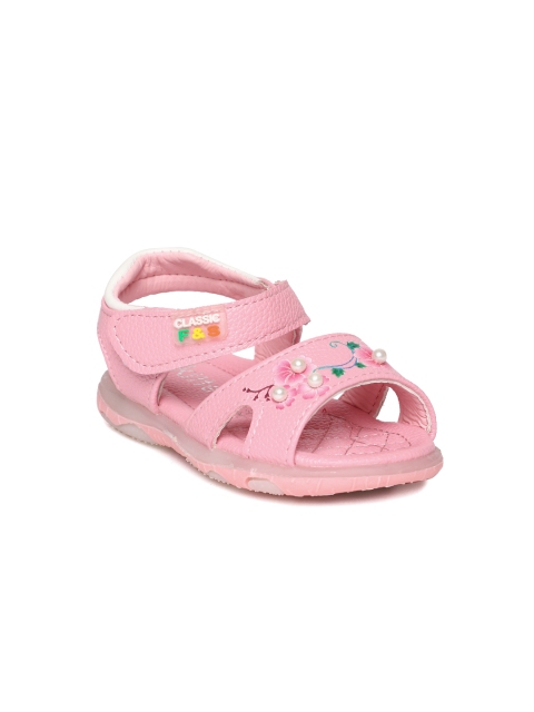 

Kittens Girls Pink Embellished Open Toe Flats With LED Lighting