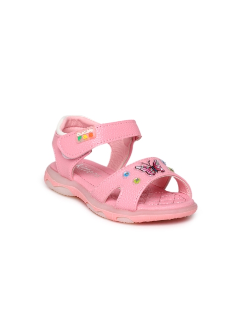 

Kittens Girls Pink Embellished Open Toe Flats With LED Lighting
