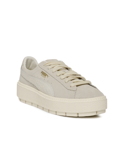 

Puma Women Off-White Platfrom Trace Animal Suede Sneakers