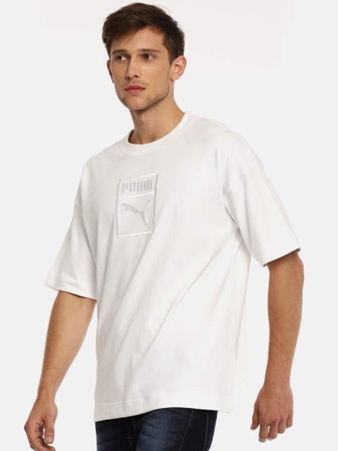 

Puma Men White Logo Embroidered Round Neck T-shirt