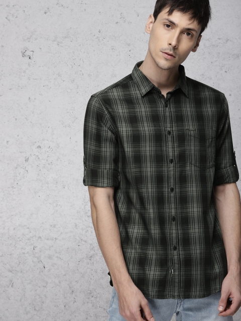 

Ecko Unltd Men Grey & Black Slim Fit Checked Casual Shirt