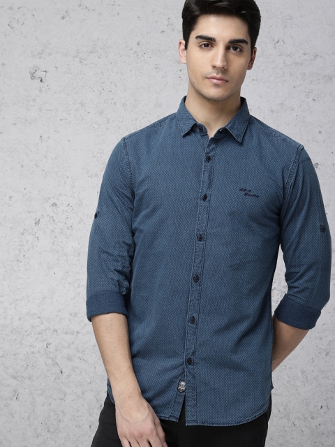 

Ecko Unltd Men Blue Slim Fit Self-Design Casual Shirt