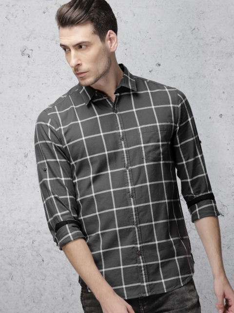 

Ecko Unltd Men Grey & White Slim Fit Checked Casual Shirt
