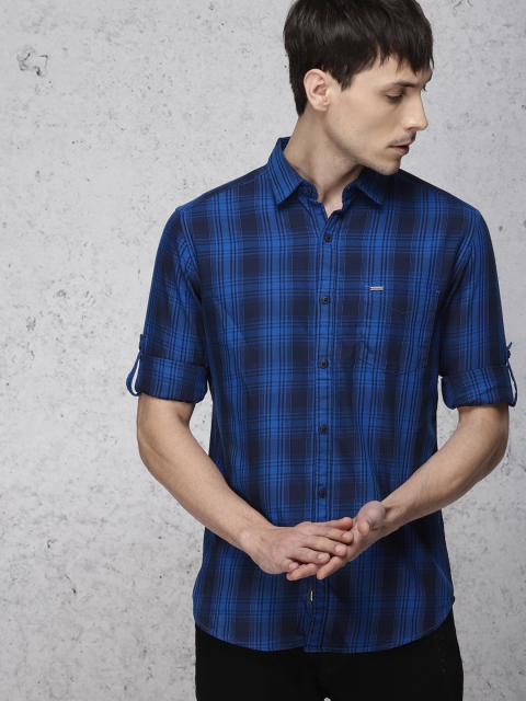 

Ecko Unltd Men Navy Blue Slim Fit Checked Casual Shirt