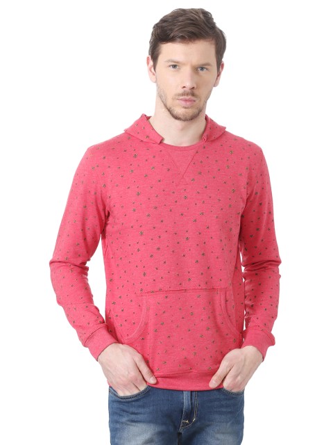 

Peter England Casuals Men Red Printed Hooded Sweatshirt