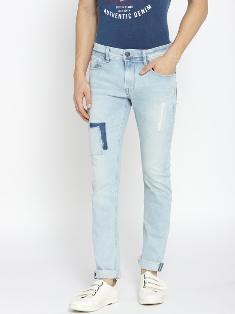 

Lee Cooper Men Blue Slim Fit Mid-Rise Low Distress Stretchable Jeans