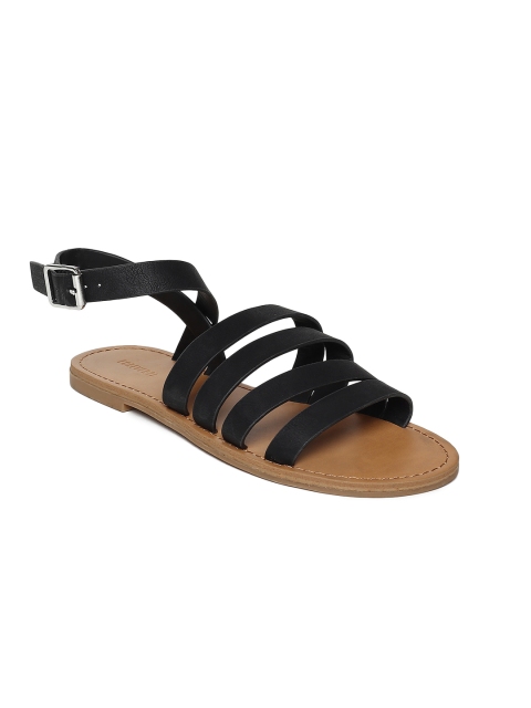 

FOREVER 21 Women Black Solid Open Toe Flats