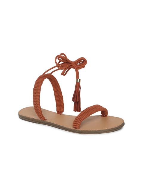 

FOREVER 21 Women Rust Colored Open Toe Flats