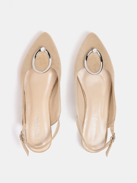 

DressBerry Women Beige Solid Ballerinas