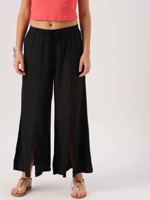 

IMARA Women Black Flared Solid Palazzos