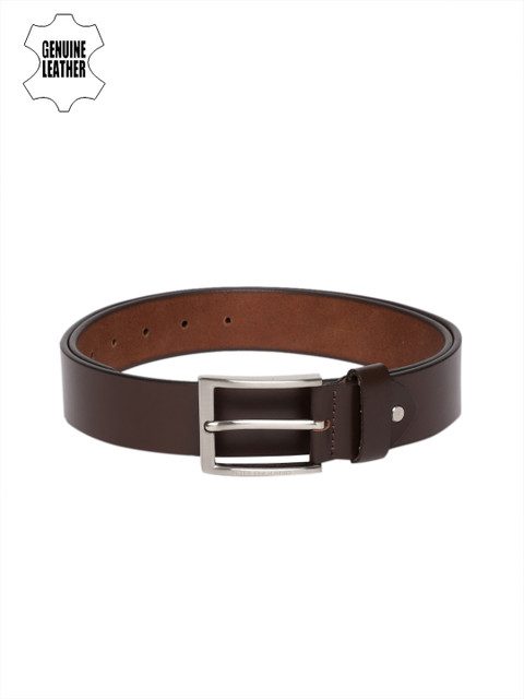 

Peter England Men Brown Solid Leather Belt